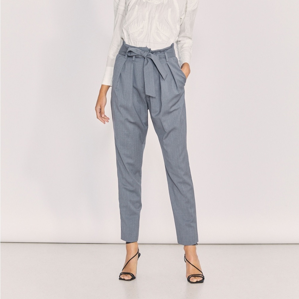 NWT IRO Bettina Grey Paperbag Waist Trousers